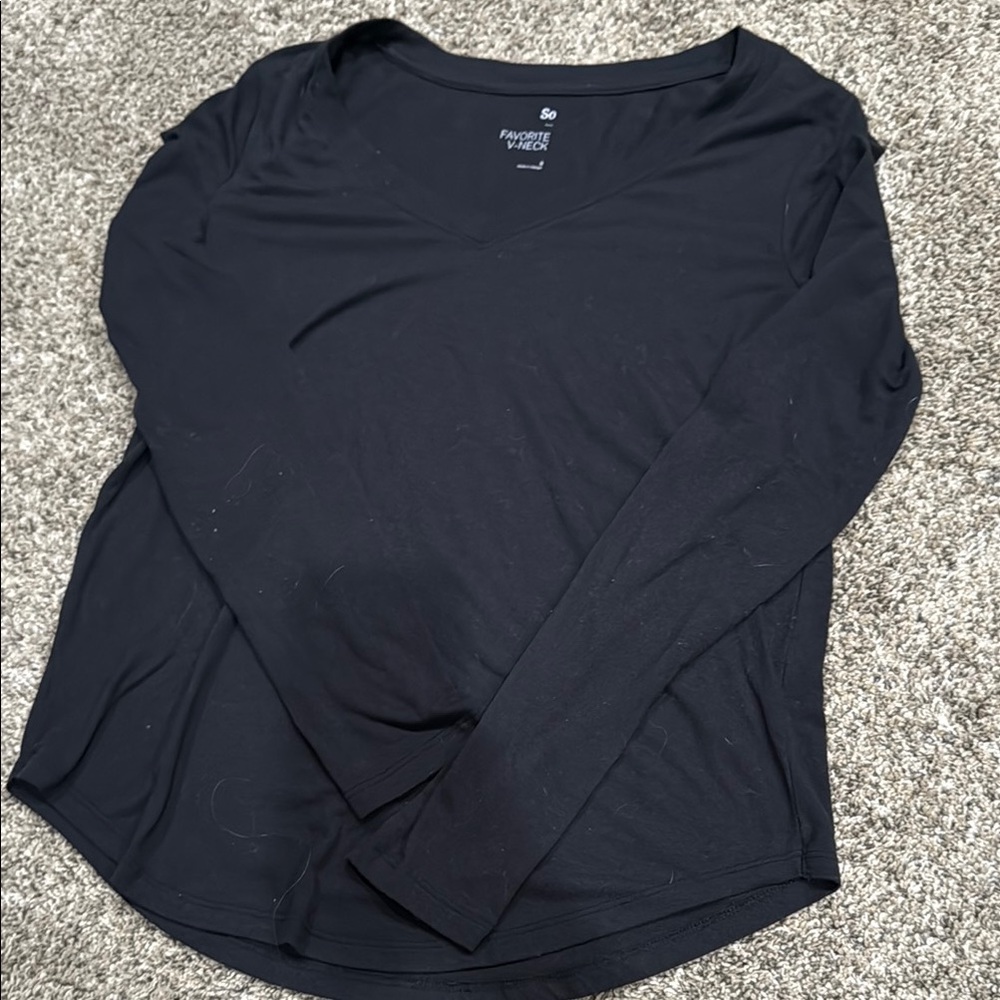 SO Black Fitted Long Sleeve Tee